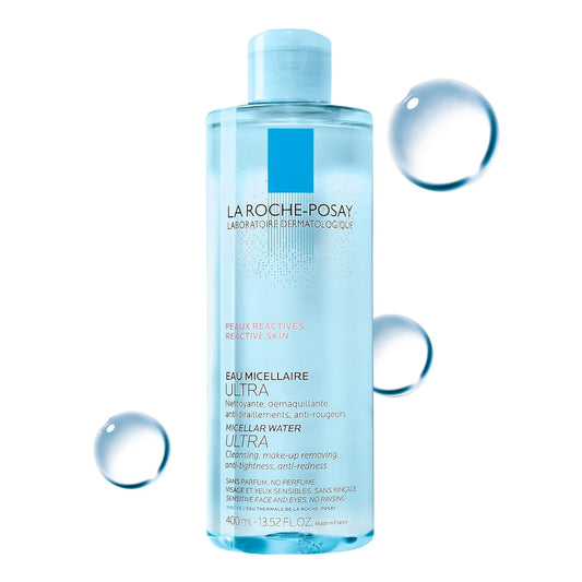 La Roche-Posay MICELLAR WATER for Ultra-Reactive & Sensitive Skin with Glycerin. Cleansing & Makeup Removing for FACE & EYES. Fragrance Free, Alcohol Free, Paraben Free, VALUE SIZE, 400ML