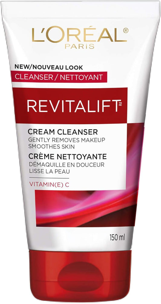 L’Oréal Paris Revitalift Makeup-Removing Cleansing Cream Face Cleanser & Toner, with Vitamin C, 150 mL
