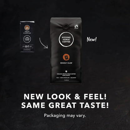 Kicking Horse Coffee，Kick Ass，深度烘焙，研磨，284 克 - 有機認證、公平貿易、猶太潔食咖啡 &，Grizzly Claw，深度烘焙，全豆，1 磅 - 有機認證、公平貿易、猶太潔食咖啡