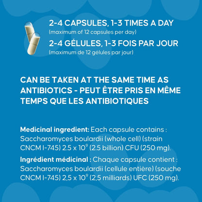 Florastor - 布拉氏酵母菌 CNCM I-745 - 每日多效合一益生菌 - 腸道健康和消化支持 - 支持免疫系統 - 全球同類益生菌第一名 - 成人及家庭適用 50 粒膠囊