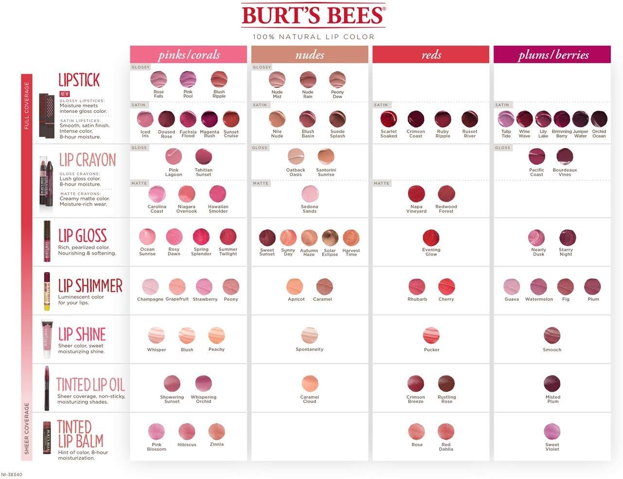 Burt's Bees 有色润唇膏，滋润并软化干燥的嘴唇，持久保湿长达 8 小时，1 支装 - 红色大丽花