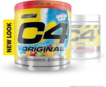 Cellucor C4 原廠運動前粉 - 男女適用無糖運動前能量 - 150 毫克咖啡因、β-丙氨酸、肌酸 - 夏威夷果汁紅，30 份