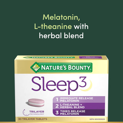 自然之寶睡眠 3，促進放鬆，幫助重置睡眠-覺醒週期，對抗時差，幫助更快入睡，褪黑激素、L-茶氨酸和草本混合物，片劑，50 克