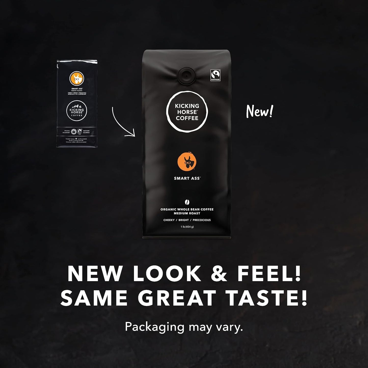 Kicking Horse Coffee，Smart Ass，中度烘焙，全豆，1 磅 - 有机认证、公平贸易、犹太洁食咖啡 & 454 马力，深度烘焙，研磨，284 克 - 有机认证、公平贸易、犹太洁食咖啡