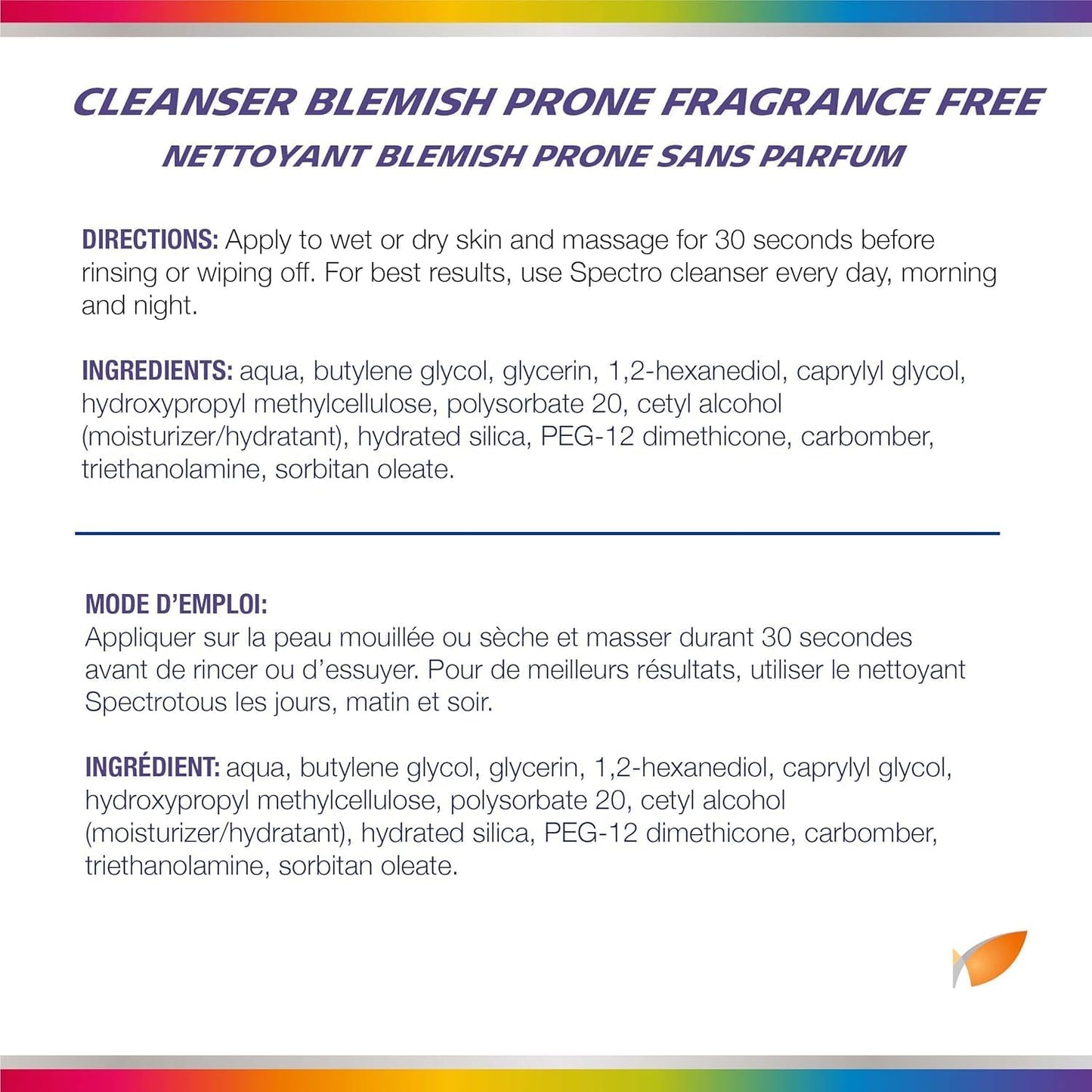 Spectro Facial Cleanser for Blemish Prone Skin, Fragrance and Dye Free, Pump Dispenser, 200 ml