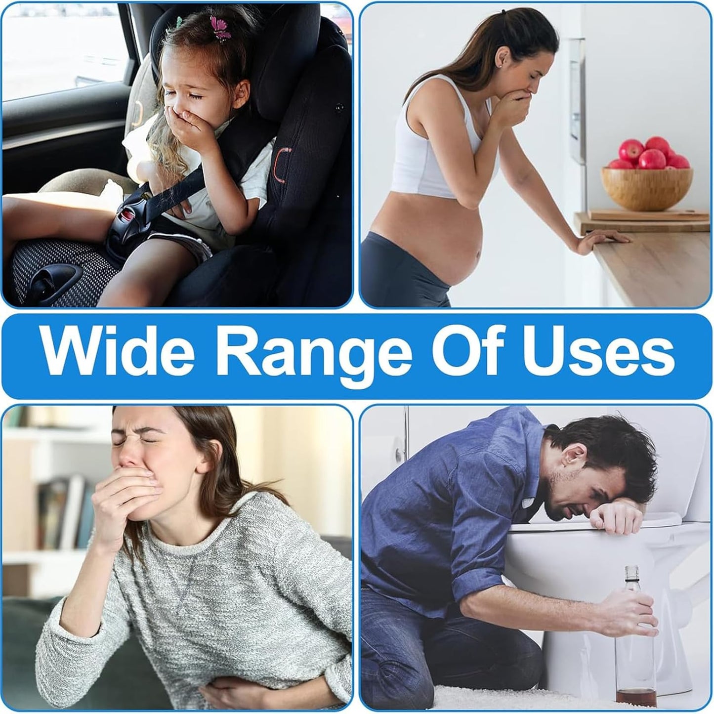 GKYMYZ 24個裝嘔吐袋 成人拋棄式防漏便攜嘔吐袋 拋棄式車上嘔吐袋 嘔吐物嘔吐袋 適用於旅行暈車計程車