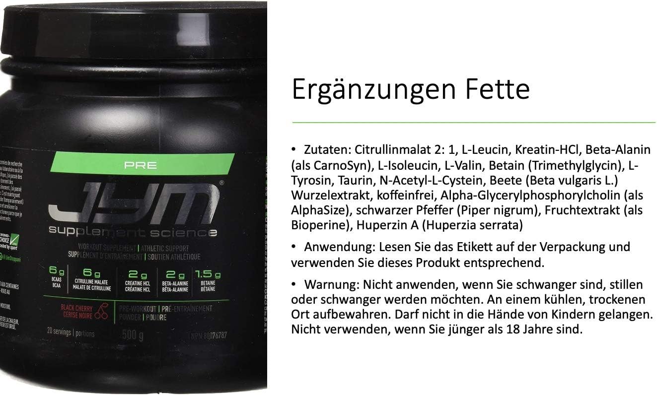 Jym Supplements Science Pre jym 20 serving - black cherry 520 Gram