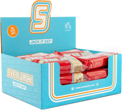 SvenJack Vegan Oat Bar Strawberry - 24 × 125g - High‑Fibre, Low‑Sugar, Gluten‑Free Oatmeal Energy Snack with Strawberries