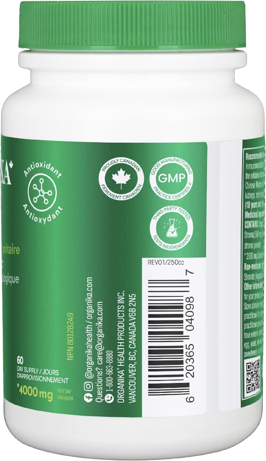 Organika Cordyceps Mushroom- Organic 500mg 4:1 Extract- Immune Support, Antioxidant Support- 120vcaps