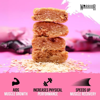 Warrior 生蛋白棒 - 12 x 75 克燕麥棒 - 高纖維、低糖 - 理想的代餐或健康營養能量零食（白巧克力蔓越莓）