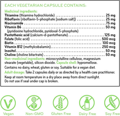SISU 超级 B 族复合物，90 粒植物胶囊 - 完整 B 族复合物加胆碱和肌醇 - 整体健康和免疫支持 - 纯素，非转基因 - 不含大豆、麸质和乳制品 - 45 份（1 包）