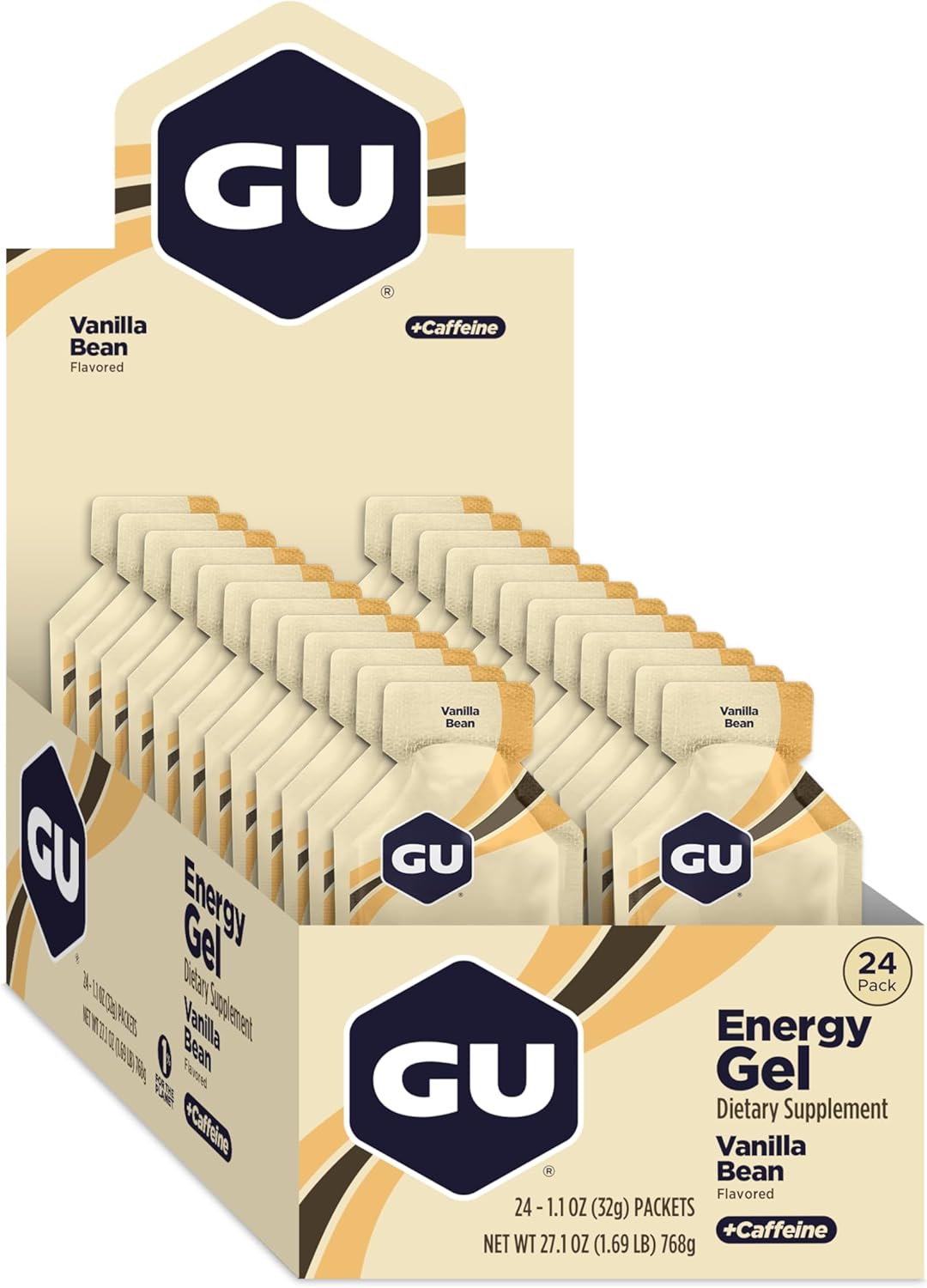 GU ENERGY 原装运动营养能量凝胶，香草味，24 粒装