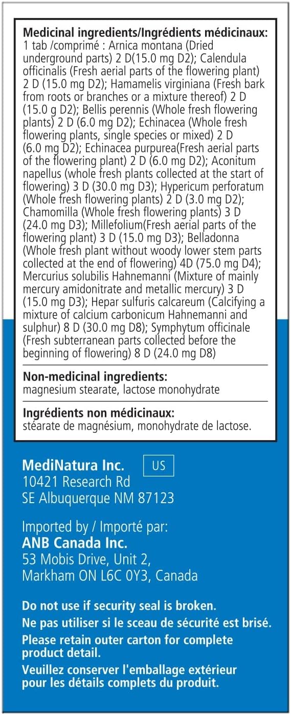 Traumeel 緩解肌肉、關節、背部、關節炎、損傷、運動相關疼痛和酸痛 - 山金車 + 13 種活性成分 - 德國製造 - 100 片