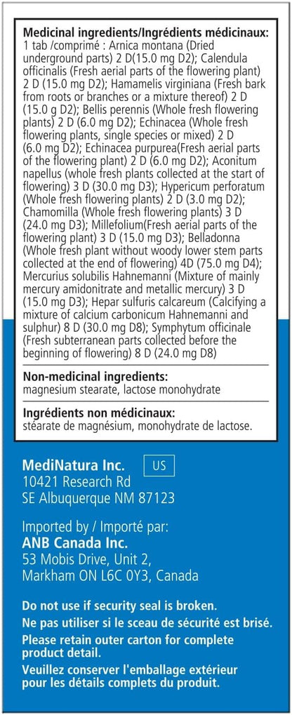 Traumeel 緩解肌肉、關節、背部、關節炎、損傷、運動相關疼痛和酸痛 - 山金車 + 13 種活性成分 - 德國製造 - 100 片