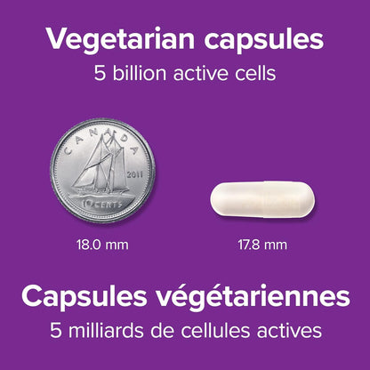 Webber Naturals Probiotic 5 Billion Active Cells, 5 Probiotic Strains, 60 Capsules, For Digestive Health, Vegetarian