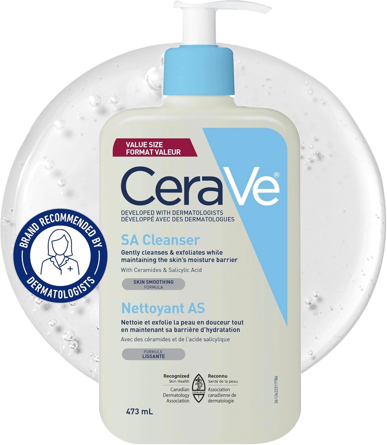 CeraVe SALICYLIC ACID Cleanser, Renewing SA Smoothing BHA Exfoliant for Face. Suitable for Keratosis Pilaris & Psoriasis. Gentle Cleanser With Hyaluronic Acid, Niacinamide, Vitamin D & Ceramides. Fragrance Free, No micro…