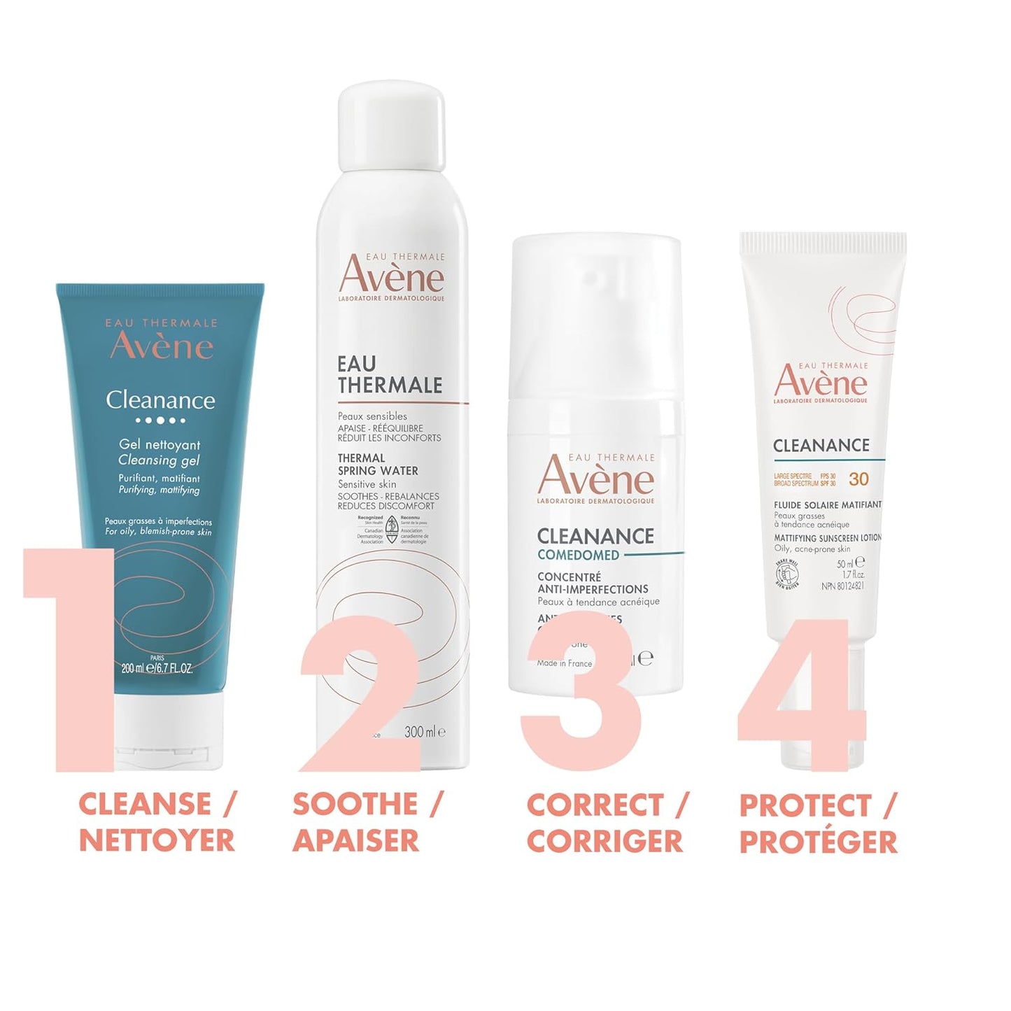 Eau Thermale Avene Cleanance Mattifying Sunscreen Lotion SPF 30, Daily Face Moisturizer Sun Protection, 40 ml