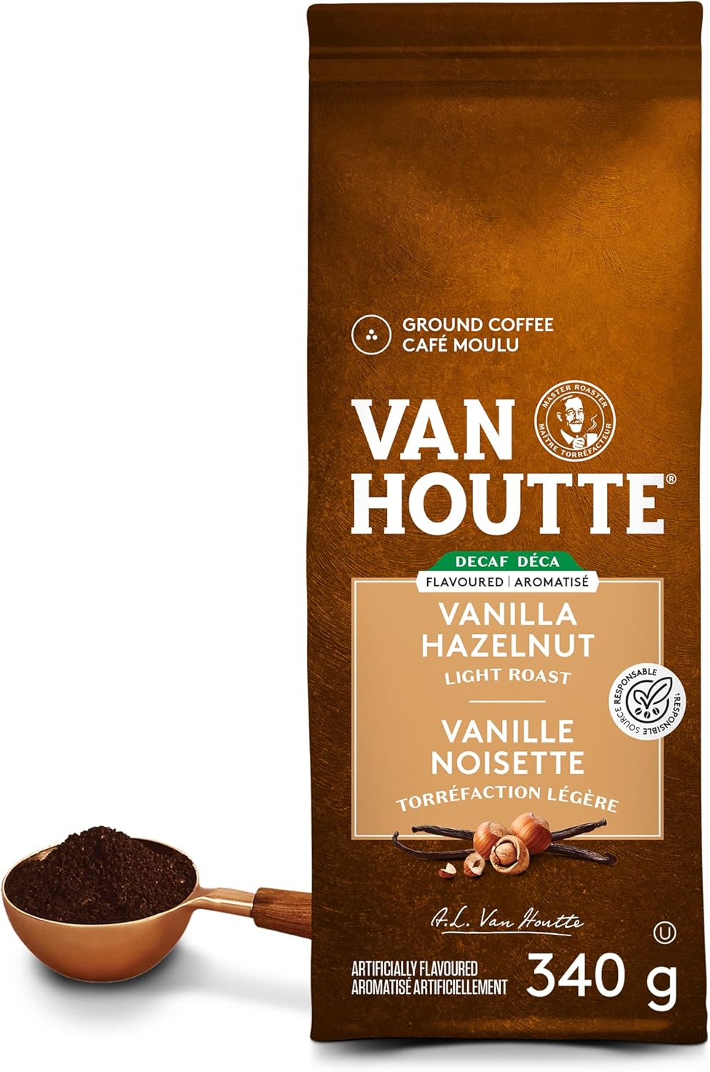 Van Houtte Vanilla Hazelnut Decaf Ground Coffee, 6X340g, Can Be Used With Keurig Coffee Makers