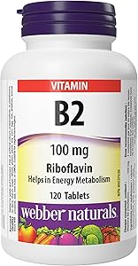 Webber Naturals 維生素 B2 核黃素 100 毫克，120 片，支持能量代謝，純素