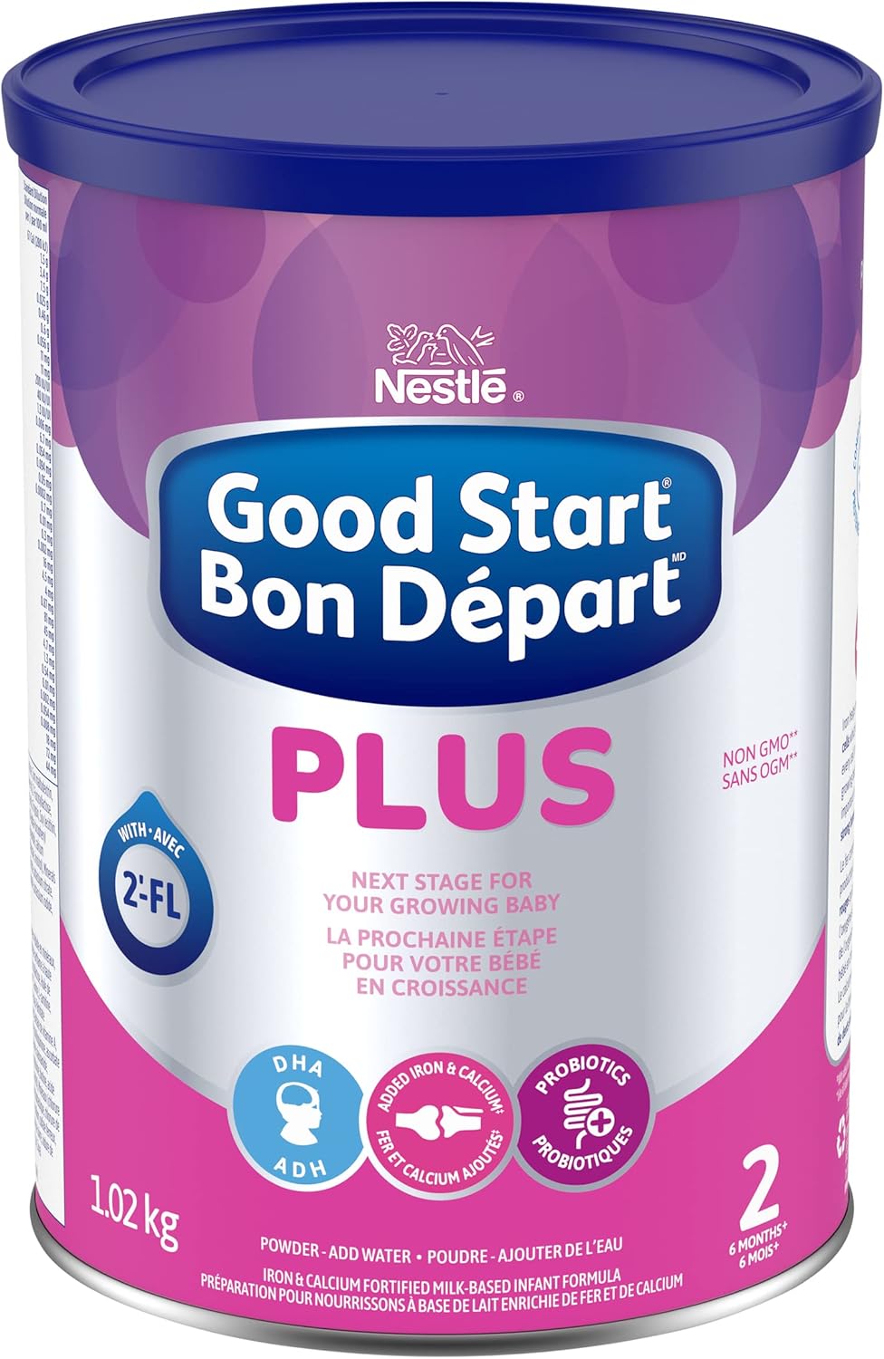 GOOD START PLUS 2 婴儿配方奶粉，适用于 6 个月以上的婴儿，添加铁和钙，含 DHA、益生菌和 2'-FL，1.02 千克 & START 2 婴儿配方奶粉，6 个月以上，900 克