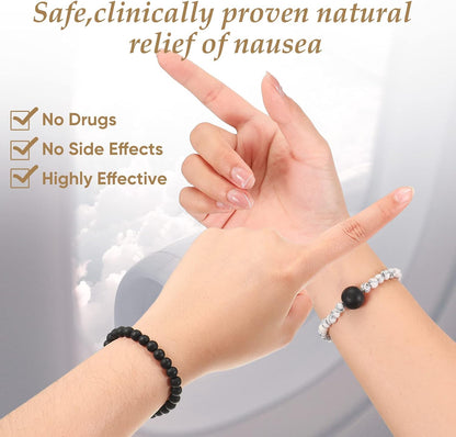 Yinkin 2 件套防恶心腕带晕船缓解运动腕带指压手环适用于晕车旅行将珠子推入手腕，有助于缓解眩晕，缓解头晕