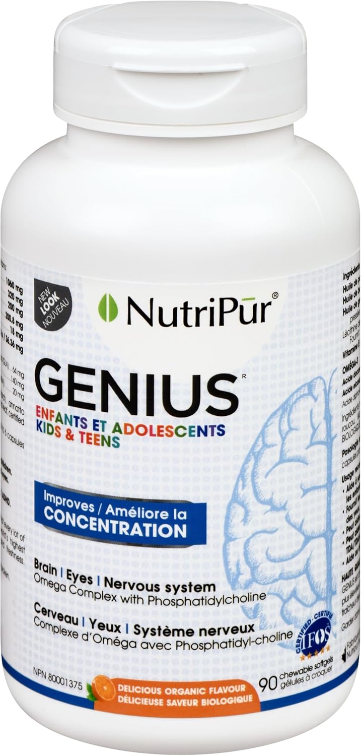 Nutripur GENIUS 儿童和青少年 - 注意力缺陷多动障碍 (ADD/ADHD) 配方，90 粒咀嚼软胶囊