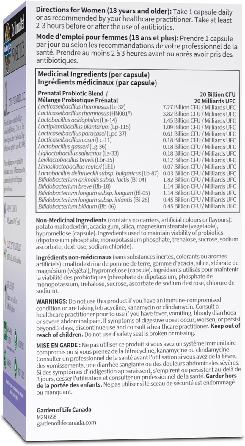 生命花園 - 博士配方產前益生菌 | 懷孕和哺乳期媽媽的益生菌支持 | 200億菌落形成單位 + 16種益生菌菌株 | 不含麩質、乳製品、大豆、素食、非基因