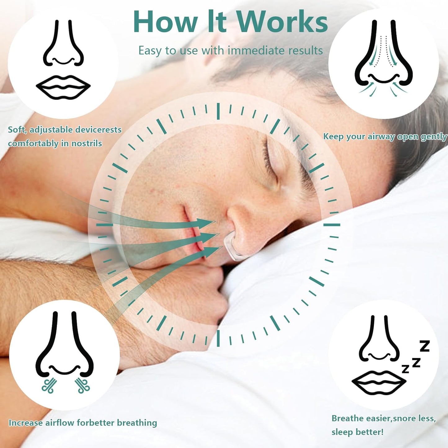 防打鼾器 12 件装升级版硅胶鼻夹防打鼾带可调节磁铁防打鼾辅助装置男女适用