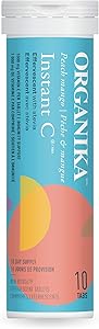 Organika Instant-C 泡騰片 - 桃芒果味，1000 毫克維生素 C，免疫支持片，1 管 x 10 片