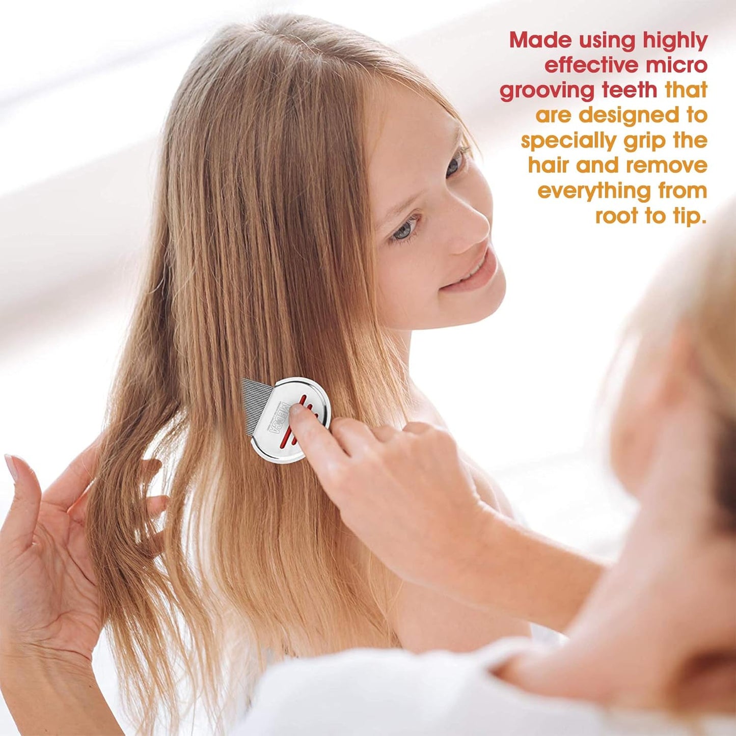 虱子梳 - （2 件装）不锈钢专业虱子梳和头虱治疗，有效去除头虱和虱卵，对儿童和成人感染和再感染有最佳效果