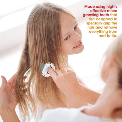 虱子梳 - （2 件装）不锈钢专业虱子梳和头虱治疗，有效去除头虱和虱卵，对儿童和成人感染和再感染有最佳效果