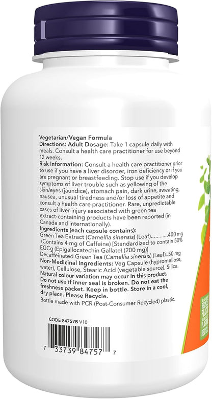 NOW Supplements EGCg 绿茶提取物 400 毫克（EGCg 200 毫克）胶囊，180 粒