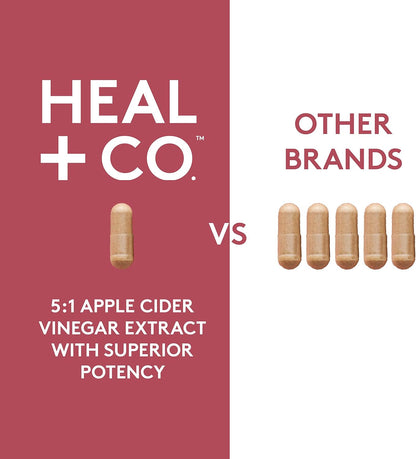 HEAL + CO. 蘋果醋補充劑 | 高效 5:1 萃取物，每份 5000 毫克 | 礦物質支持 + 消化 | 120 x 500 毫克膠囊