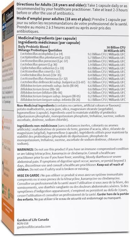Garden of Life - Dr. Formulated Probiotics Once Daily | Daily Support for Gastrointestinal Health | 30 Billion CFU + 14 Probiotic Strains | Shelf Stable | Gluten Free, Dairy Free, Non-GMO