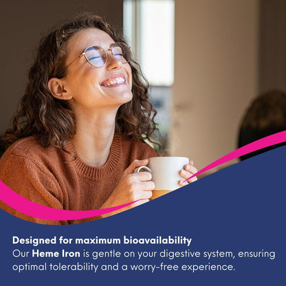 Nutrimed Naturals - 血紅素鐵補充劑 60 粒膠囊，60 天用量 - 11 毫克元素鐵 + 硒、生物活性葉酸、維生素 B12、維生素 C - 經第三方測試 - 加拿大配製和製造