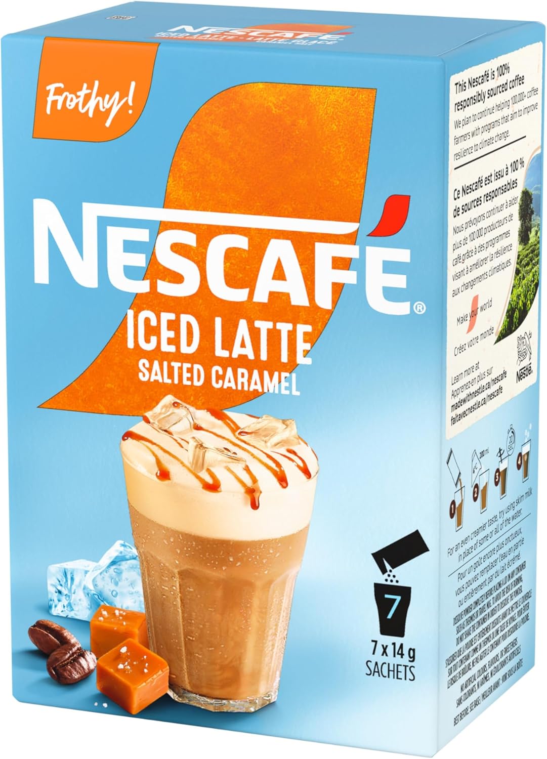 NESCAFÉ GOLD Iced Latte Salted Caramel Carton, 42 x 14 g Sachets
