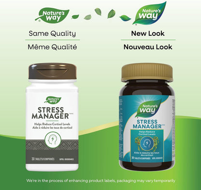 Nature’s Way 壓力管理 - 緩解壓力片，含南非醉茄、L-茶氨酸、厚朴和磷脂酰絲氨酸 - 減輕壓力、疲勞和失眠症狀 - 30 片素食片劑