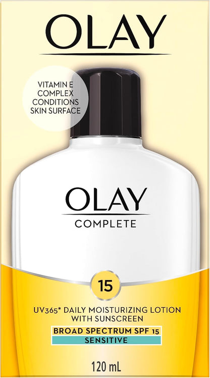 Olay Face Moisturizer by Olay, Active Hydrating Cream, 100 ml & Complete Daily Moisturizing Lotion with Sunscreen Broad Spectrum SPF 15, Sensitive, 120 ml