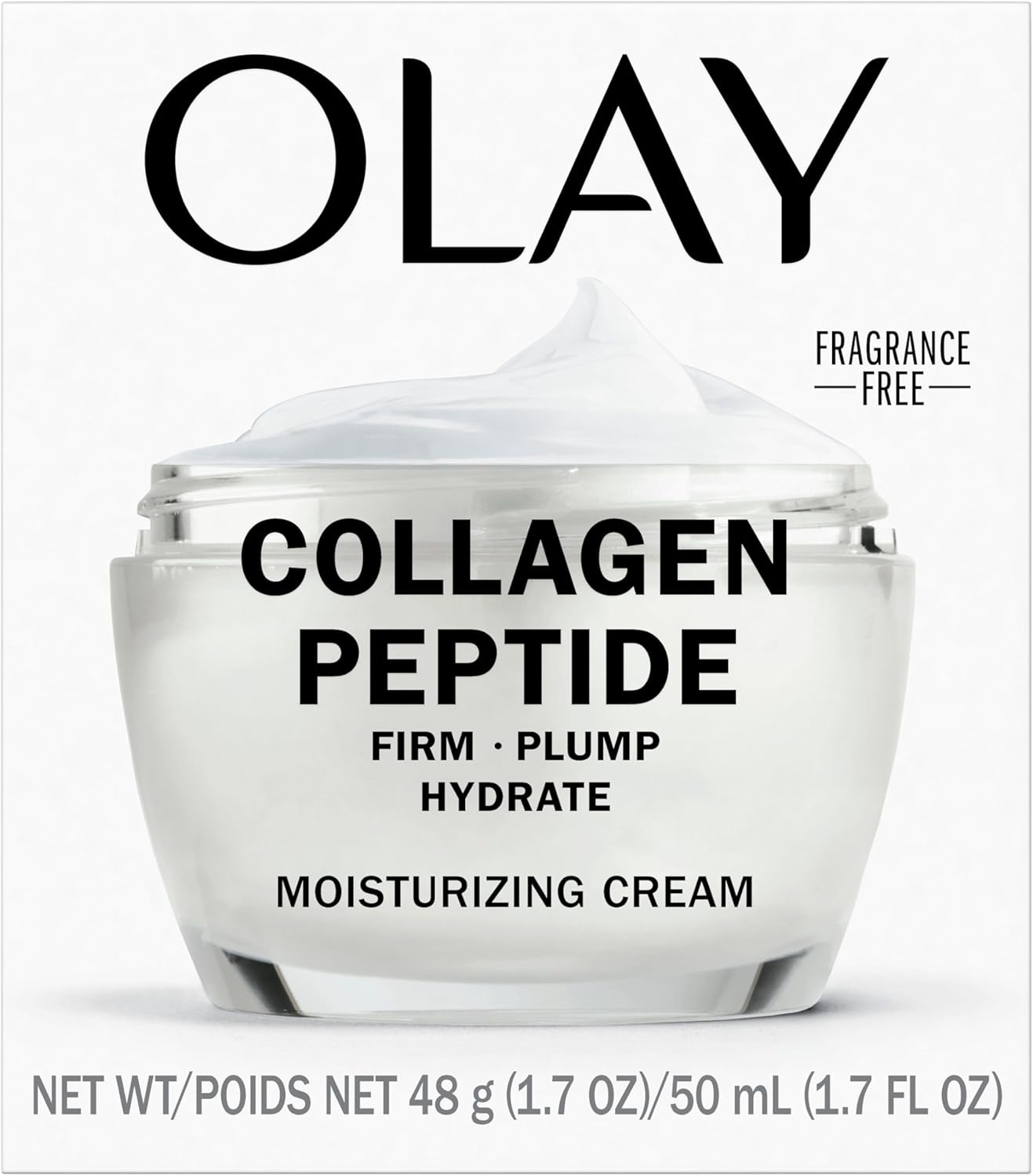 Olay Collagen Peptide Face Moisturizer, Firming Cream for Women, Fragrance-Free, Non-Greasy - Hydrating, Anti-Aging, Anti-Wrinkle, Smooth Fine Lines, Plumping Skin Care - Niacinamide, 50 mL