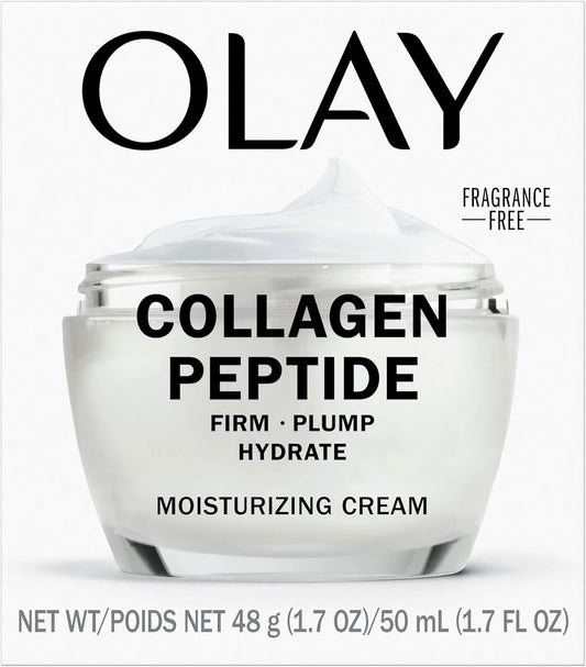 Olay Collagen Peptide Face Moisturizer, Firming Cream for Women, Fragrance-Free, Non-Greasy - Hydrating, Anti-Aging, Anti-Wrinkle, Smooth Fine Lines, Plumping Skin Care - Niacinamide, 50 mL