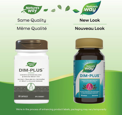 Nature's Way DIM-plus – 健康的雌激素代謝和平衡 – 緩解乳房疼痛 – 女性健康 – 提供抗氧化劑 – 二吲哚甲烷補充劑 – 60 粒素食膠囊