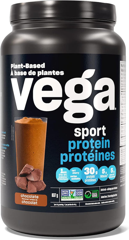 Vega Sport 鍛鍊前能量飲料，檸檬青檸口味（30 份）和運動蛋白素食蛋白粉，巧克力口味（19 份）支鏈氨基酸，氨基酸