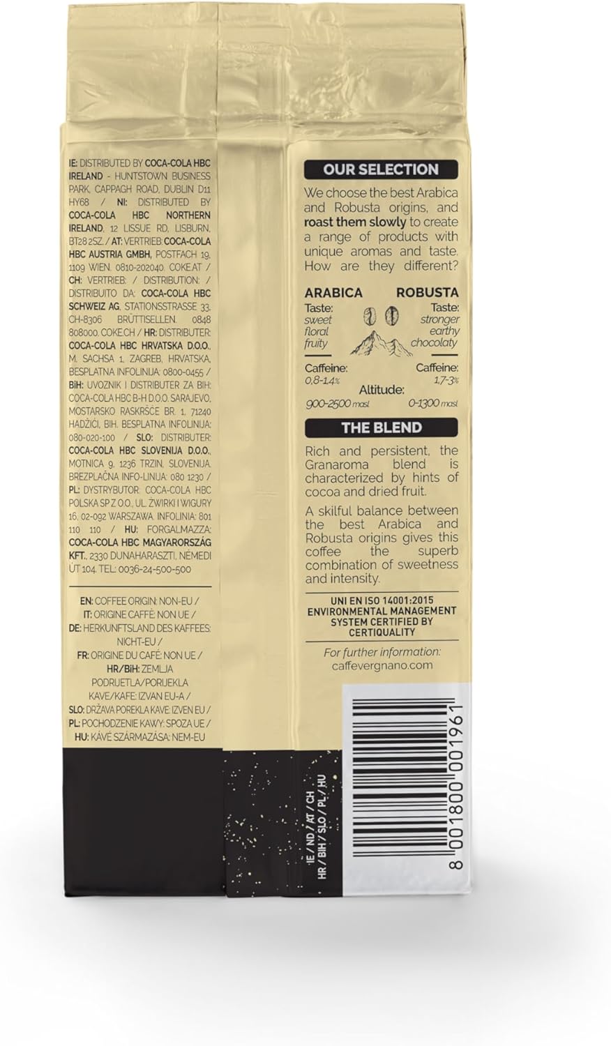 Caffè Vergnano Granaroma 摩卡咖啡，250 克（1 包）包装可能有所不同