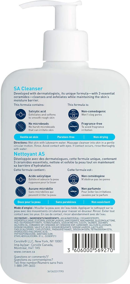 CeraVe Salicylic Acid Cleanser, Renewing Exfoliating Face Wash,473ml & Facial Moisturizing Lotion Pm | Ultra Lightweight, Night Face Moisturizer | Fragrance Free, 89 Milliliters (1 Pack)