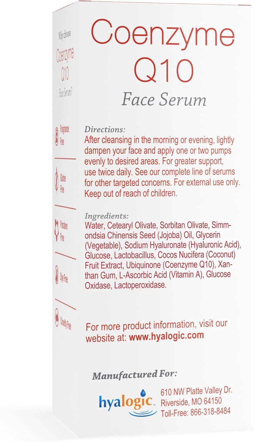 Hyalogic Episilk Coenzyme Q10 Serum w/Hyaluronic Acid for Collagen Support | Visible Firming Facial Serum for Dry Skin | Skin Rejuvenation - Antioxidant Serum (1 fl oz)