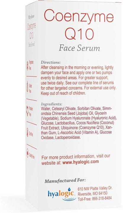 Hyalogic Episilk Coenzyme Q10 Serum w/Hyaluronic Acid for Collagen Support | Visible Firming Facial Serum for Dry Skin | Skin Rejuvenation - Antioxidant Serum (1 fl oz)