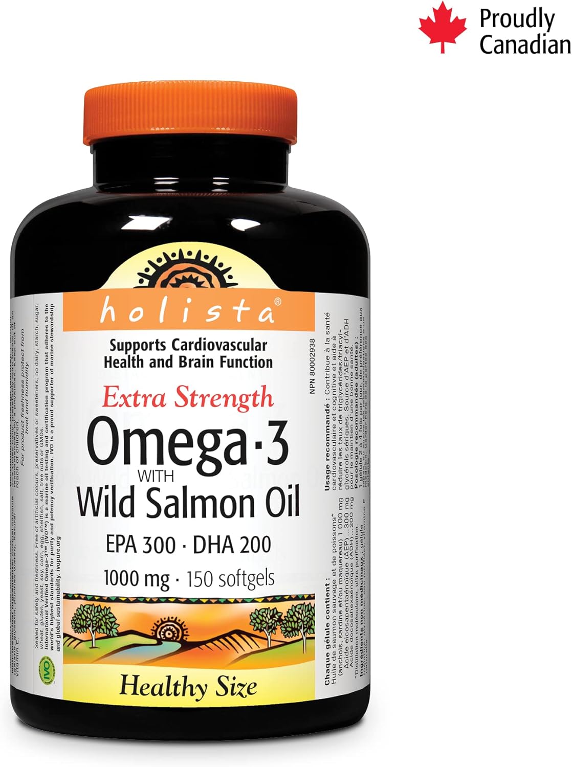 Holista Omega-3 鱼油，1000 毫克，超强效，含野生鲑鱼油，150 粒软胶囊，支持心脏、大脑和关节健康