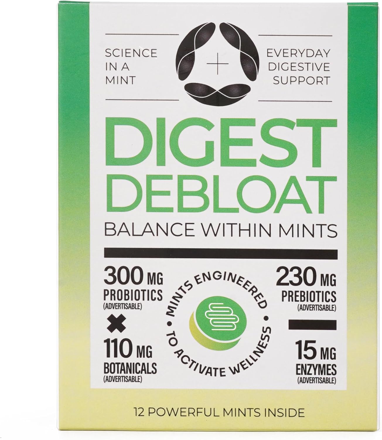 Optii Mint. Debloat & Digest Mints. 12 Piece. Sugar-Free