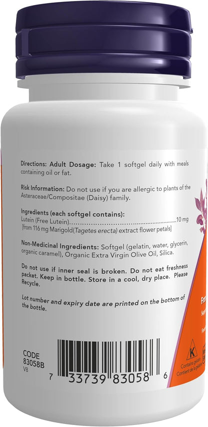 NOW Supplements，葉黃素 10 毫克（來自葉黃素酯），60 粒軟膠囊