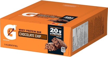 Gatorade Whey Protein Bar - Chocolate Chip, Multi-Pack, 12 Bars, 960 g (Pack of 4)